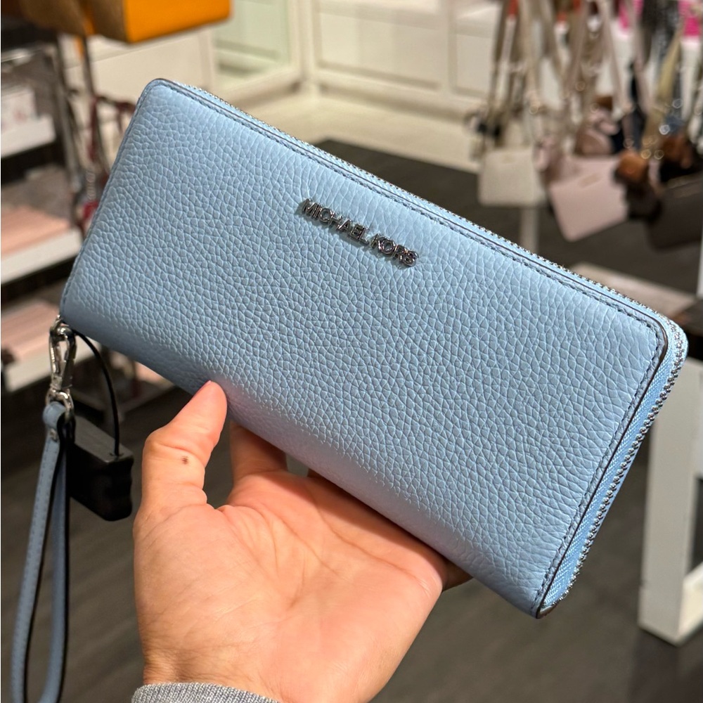 Michael Kors Blue Pebbled Leather Wallet